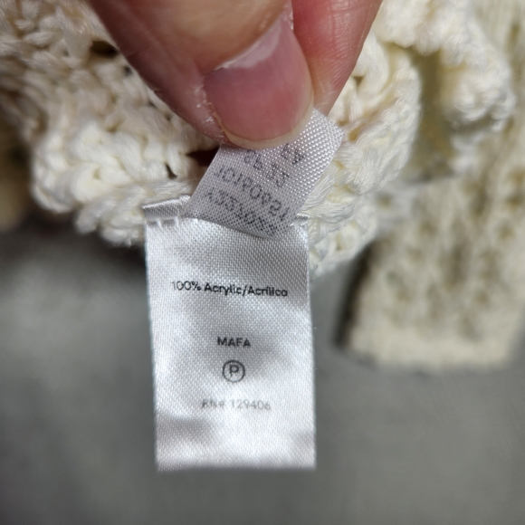 Venus Womens Small Cream Crochet Open Weave Long Sleeve Festival Sweater Boho - Picture 8 of 9